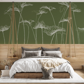 Зелене листя лайн арт