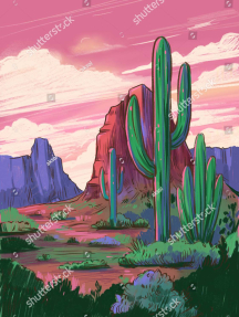 Иллюстрация с кактусами