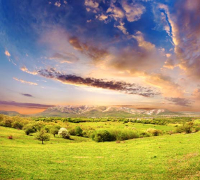 Зеленое плато в горах