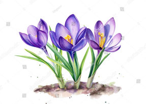 Крокусы акварельные