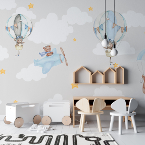 Мишки на годубых шариках