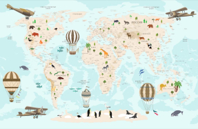 Карта мира с самолетами