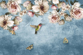Картины Акварельные цветы и птица