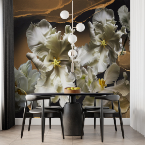 Ирисы на коричневом фоне