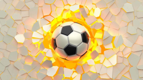 Футбольный мяч на стене