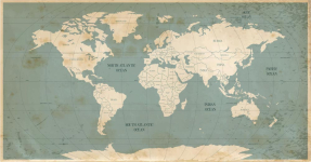 Винтажная карта мира в рамке