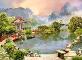 Красивый сад в Японии