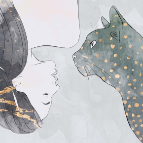 Картины Женщина и кошка