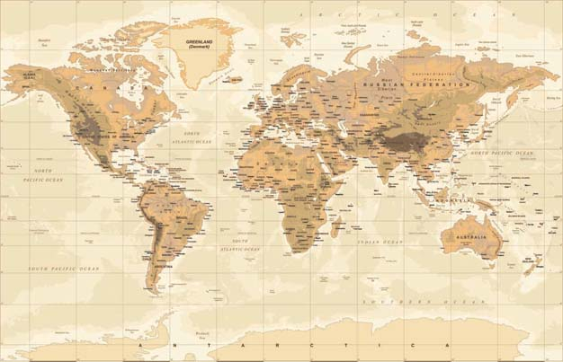 Карта мира в сепии