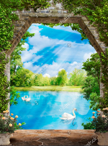 Лебеди на пруду