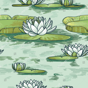 Рисованные водяные лилии