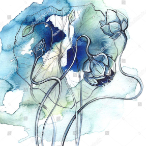 Лотосы на акварельном фоне