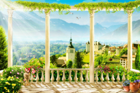 Терраса с видом на горы