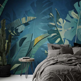 Тропические листья на стене