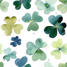 Акварельные листья клевера