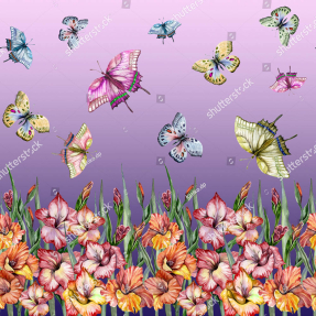 Гладиолусы и бабочки