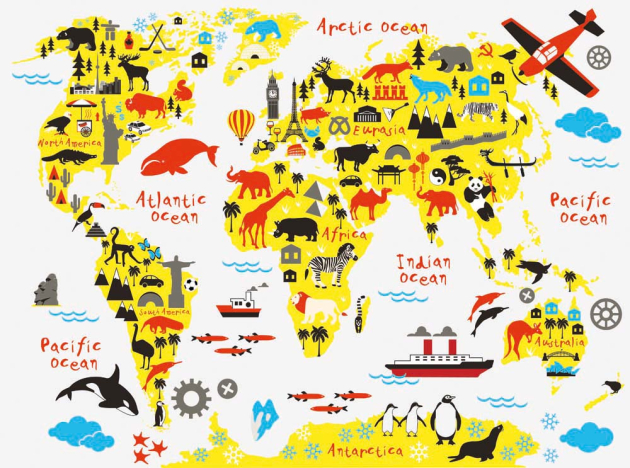 Карта мира с животными
