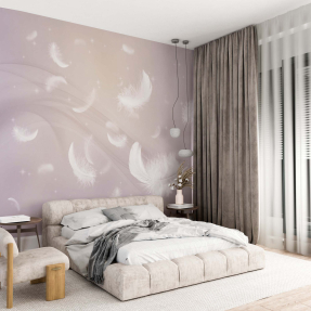 Перья на розом фоне