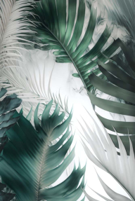 Тропические листьяс перьями