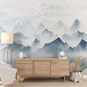 Голубые рисованные горы