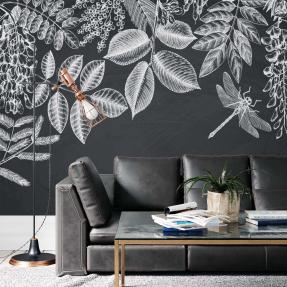 Листья на сером фоне