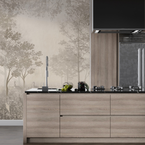 Рисованный лес в бежевых тонах