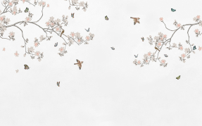 Ветки с цветочками и птичками