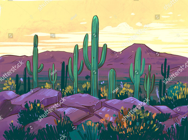 Иллюстрация с кактусами