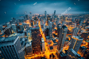 Вид на вечерний Чикаго