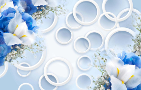 Голубые цветы с кругами
