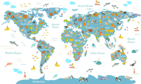 Карта мира с животными