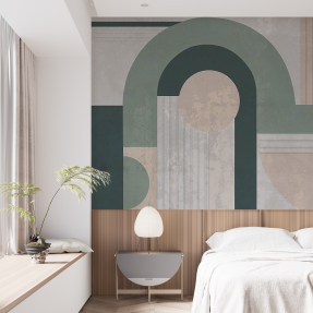 Геометриский рисунок с зелеными элементами