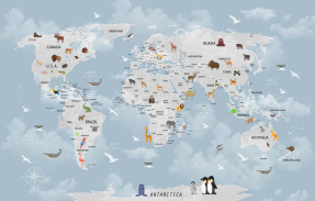 Карта мира синяя англ.