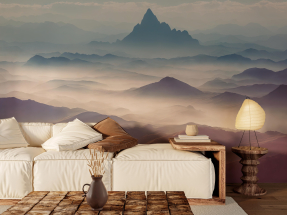 Розовый закат в горах