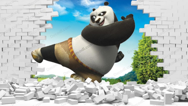 Панда і цегляна стіна