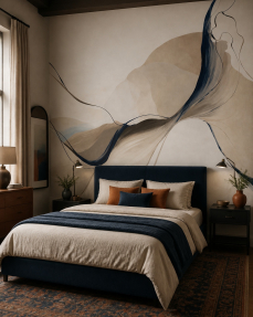 Бежевый поток с синим