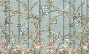 Восточный сад с птицами