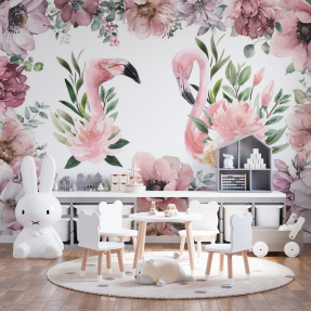 Фламинго в цветах