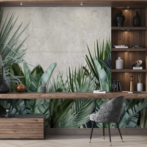 Тропические листья на бетоне