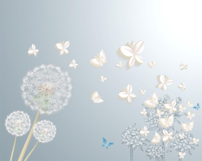 Одуванчики с бабочками