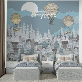 Голубые домики в лесу