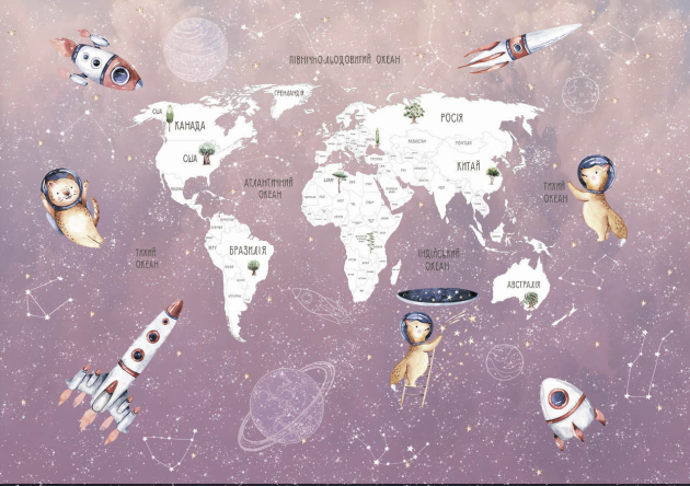 Карта мира с космосом 
