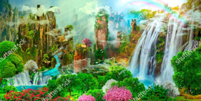 Фреска с водопадами