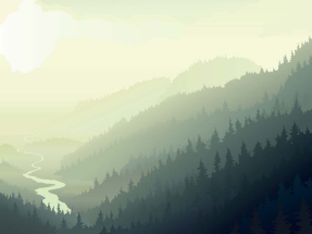 Речка в сказочном лесу