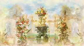 Фонтан и цветы