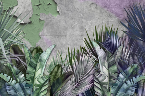 Листья на винтажной стене