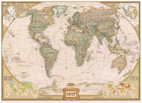 Винтажная карта мира 360х260 Глянец