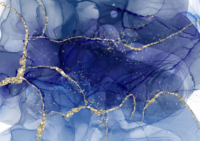 Синяя акварель с золотом