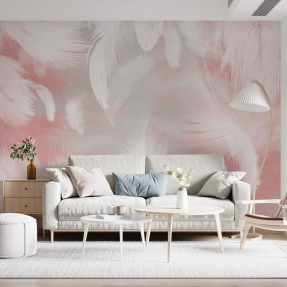 Перья на розовом фоне