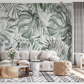 Тропические листья на бетоне